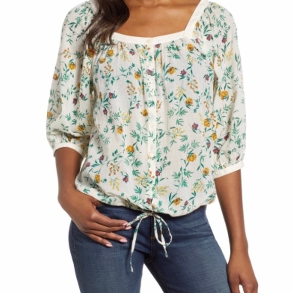 Lucky Brand Tops - Sold- Lucky brand floral peasant style blouse